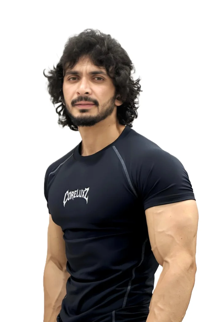 Men’s Black Compression Fit Performance T-Shirt Coreluxz Edition - Image 2